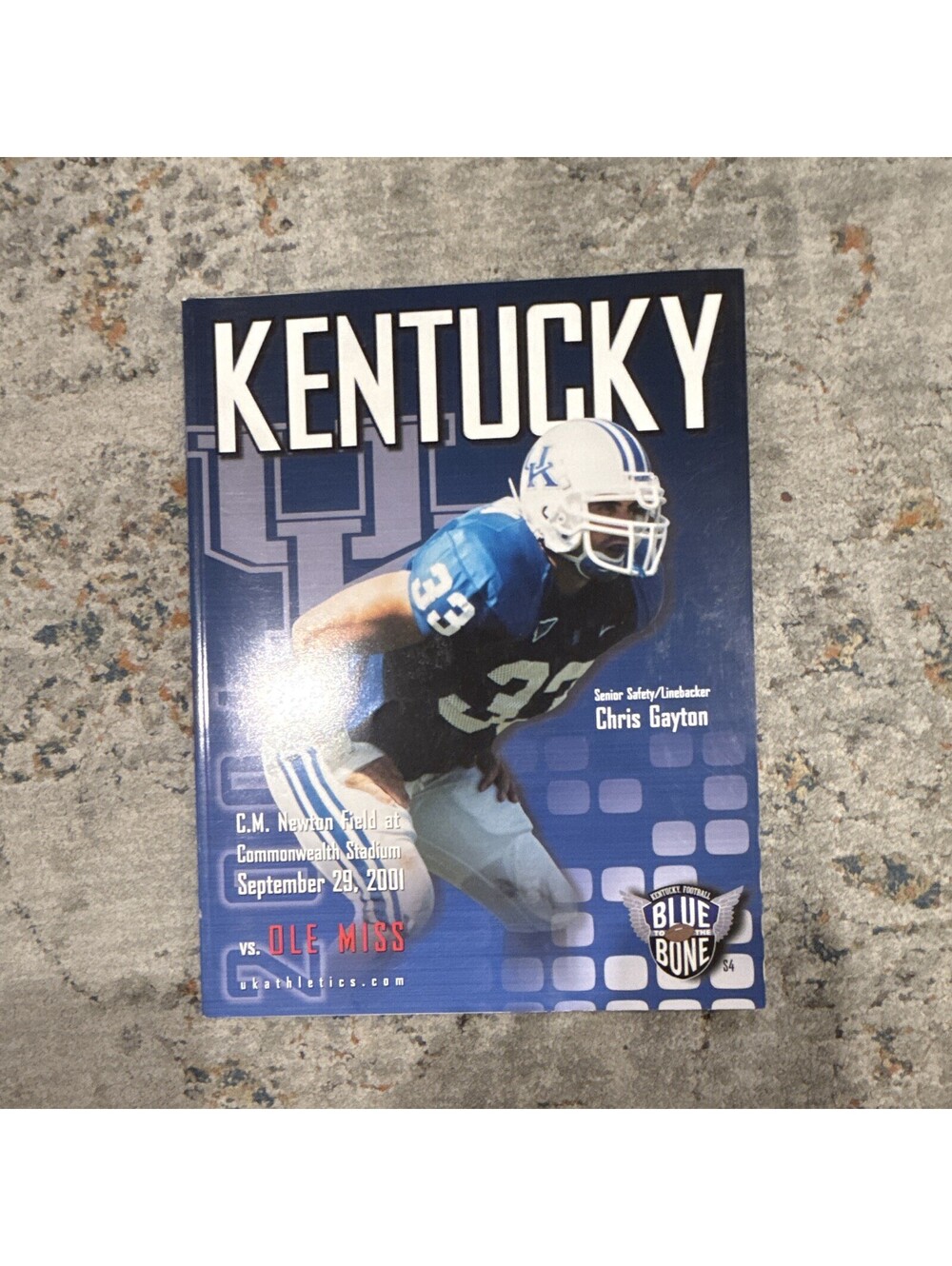 Kentucky Wildcats vs Ole Miss Football Program Sep 29, 2001 Original Ungrade P31